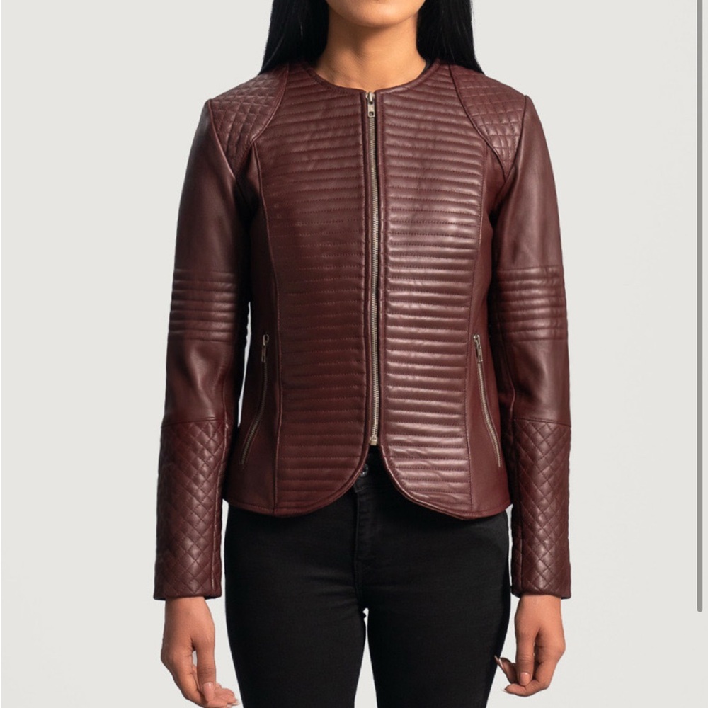 Leather Jacket quilted burgundy ♥️